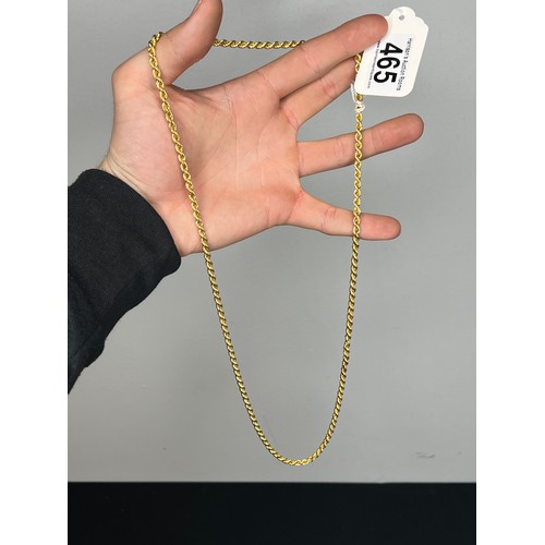 465 - 9ct Gold rope chain necklace 13g 31