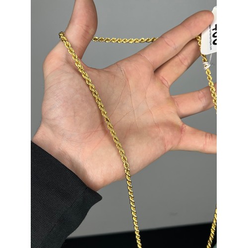 465 - 9ct Gold rope chain necklace 13g 31