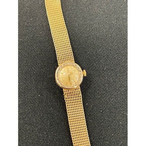 461 - 9ct Gold omega ladies watch & strap 20g net