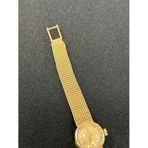 461 - 9ct Gold omega ladies watch & strap 20g net