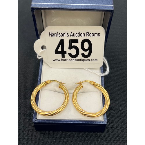 459 - Pair 9ct gold twist earrings 1.3g