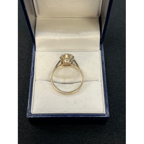 456 - 14ct Gold single stone C.Z ring 2.6g gross size M