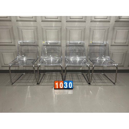 1030 - Set of 4 retro style chrome dining chairs