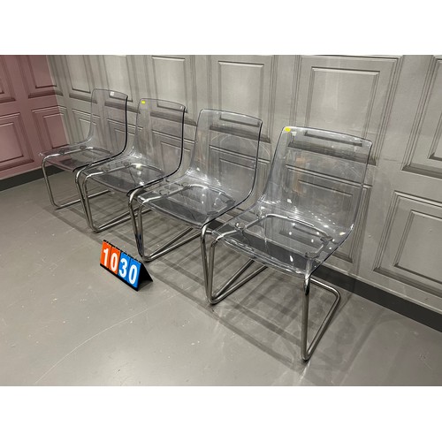 1030 - Set of 4 retro style chrome dining chairs