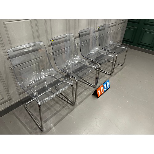 1030 - Set of 4 retro style chrome dining chairs