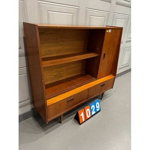 1029 - Mid century teak bookcase with drawers ( missing glass)