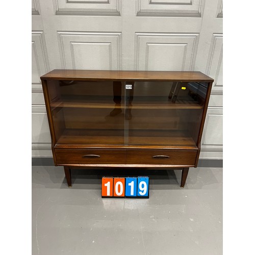 1019 - Jentique mid century teak sliding door bookcase