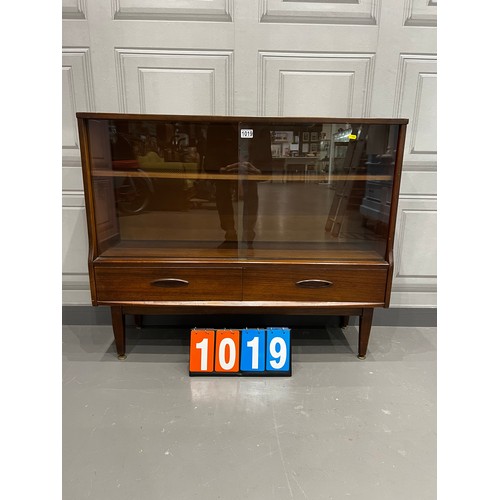 1019 - Jentique mid century teak sliding door bookcase