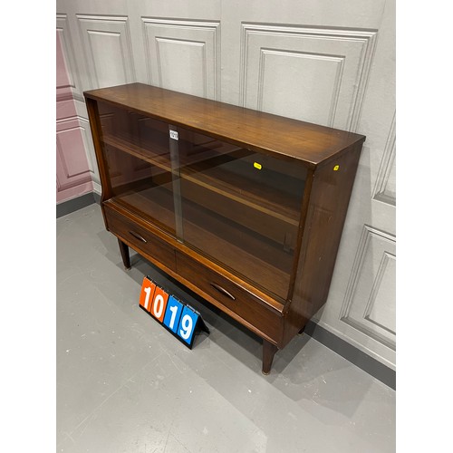 1019 - Jentique mid century teak sliding door bookcase