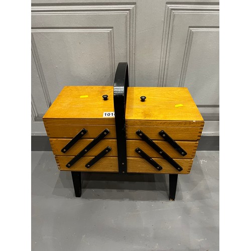 1016 - Mid century sewing box & coat stand