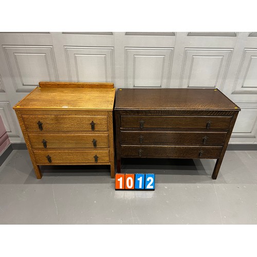 1012 - 2 Oak chest of drawers