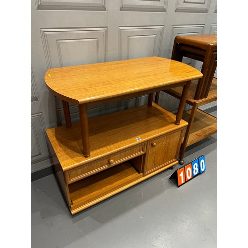 1080 - Dealers delight- cabinet teak coffee table, trolley & nest