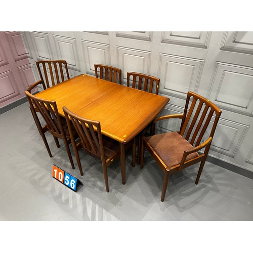 1056 - Mid century meredew extending dining table & 6 chairs