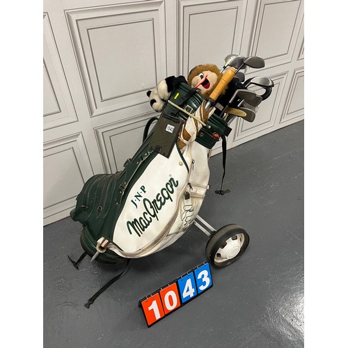 1043 - Toger woods starter kit- golf bag, clubs , trolley and brolly !