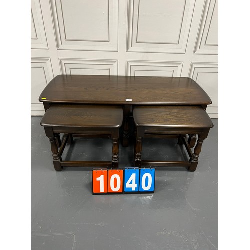 1040 - Ercol plank top coffee table + 2 side tables