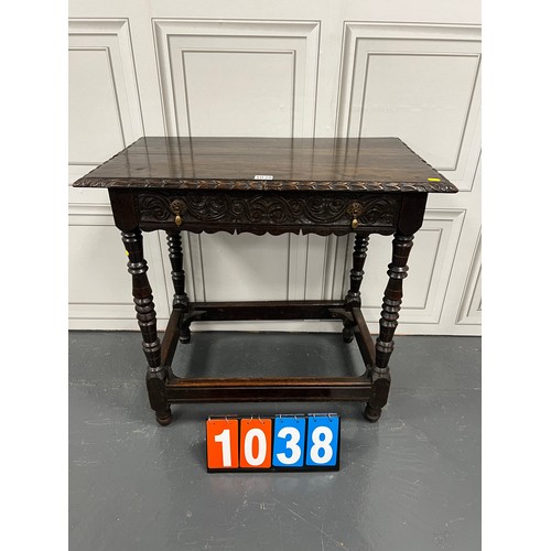 1038 - Period oak console table/ hall table with draw