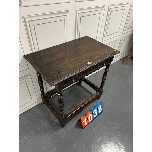 1038 - Period oak console table/ hall table with draw