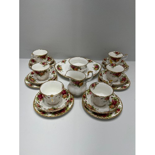 1 - Royal Albert boxed vintage country rose tea set in original box and wrapping circa 1962 unused