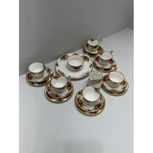 1 - Royal Albert boxed vintage country rose tea set in original box and wrapping circa 1962 unused