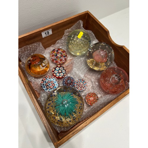 19 - Box glass paper weights approximately 11