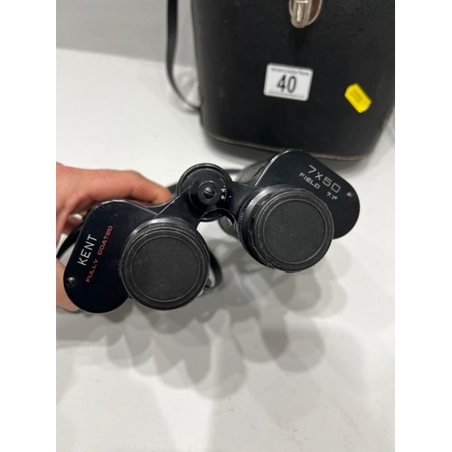 40 - Binoculars in case Kent 7 x 50