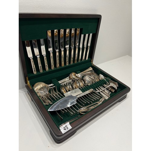 45 - George Butler Sheffield canteen of cutlery in wooden box