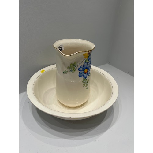 52 - Vintage falcon ware jug and bowl