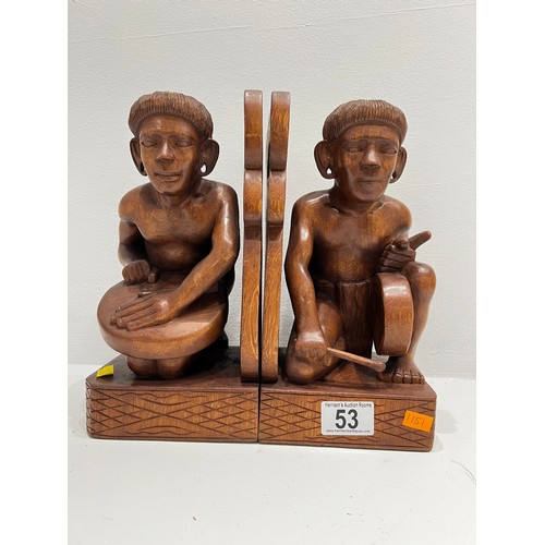 53 - Pair African carved book ends