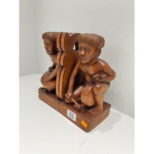 53 - Pair African carved book ends