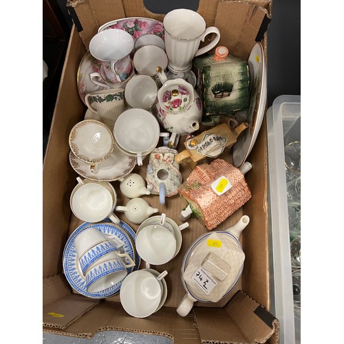 74 - 2 Boxes collectable pottery and glassware