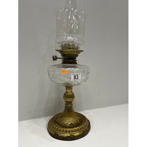 83 - Victorian glass/brass oil lamp