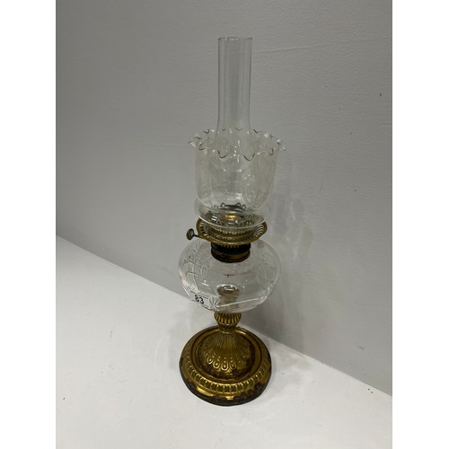 83 - Victorian glass/brass oil lamp