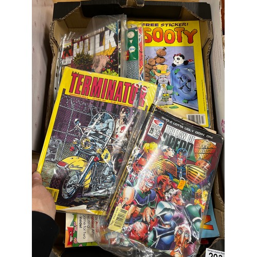 293 - Box collectable child’s magazines sooty/fireman Sam/thomas tank/hulk/terminator etc