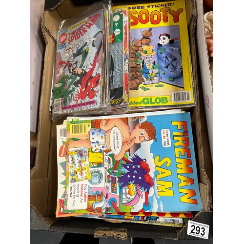 293 - Box collectable child’s magazines sooty/fireman Sam/thomas tank/hulk/terminator etc