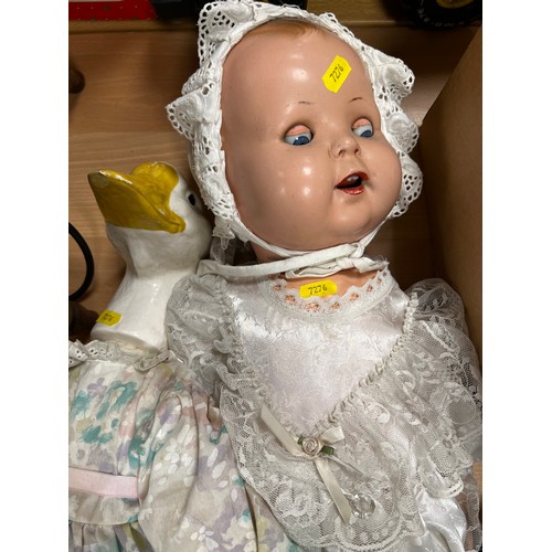 281 - Vintage Doll + Soft Bodied Duck