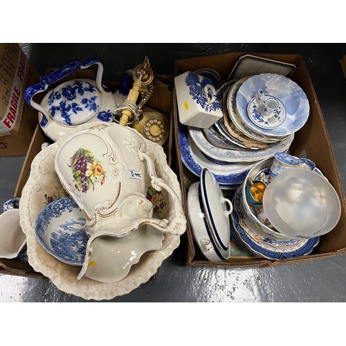 264 - 2 Boxes Victorian pottery etc