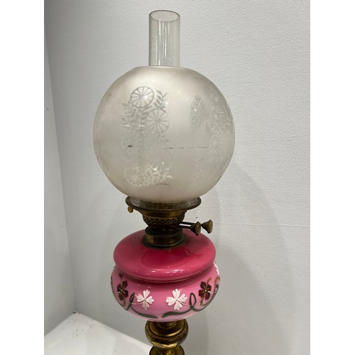 253 - Victorian glass /brass oil lamp