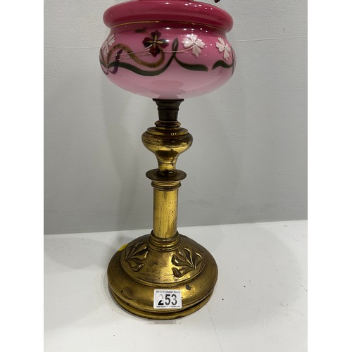 253 - Victorian glass /brass oil lamp