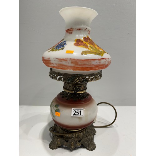 251 - Vintage Hand painted glass table lamp