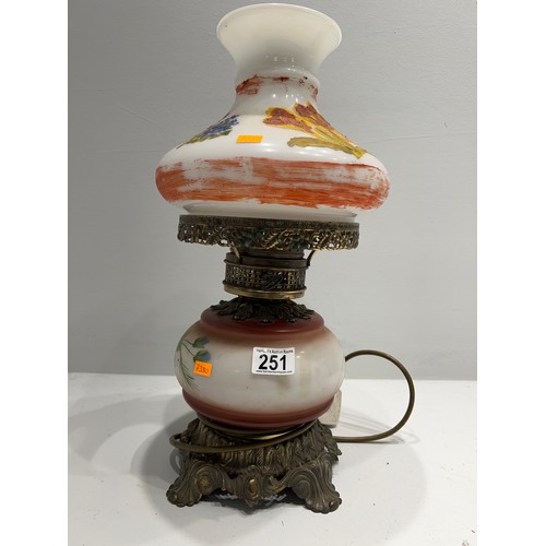 251 - Vintage Hand painted glass table lamp