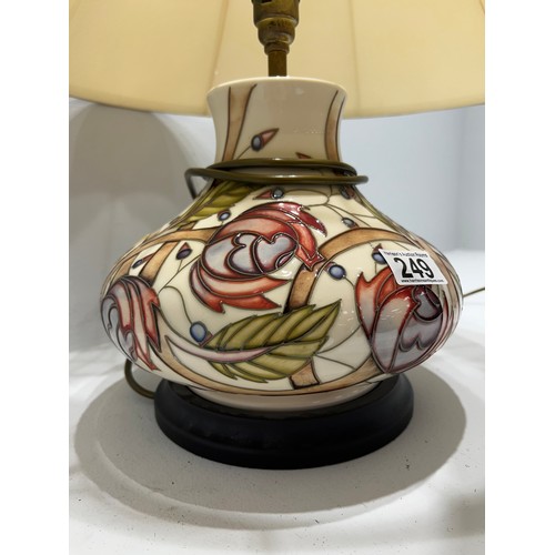 249 - Large Moorcroft table lamp and shade ‘pirouette breeze’