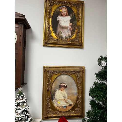 214 - Pair vintage gilt framed pictures