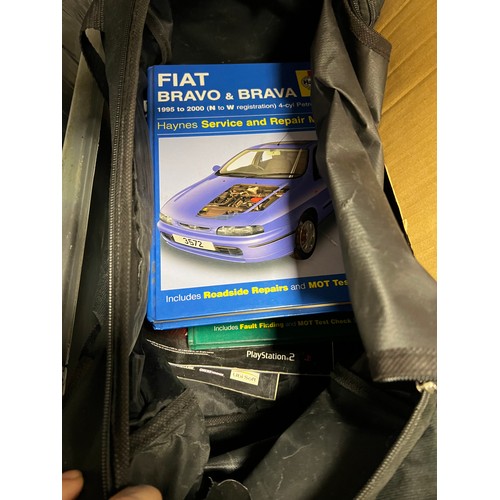 203 - Box & Bag HD pipes car manuals etc