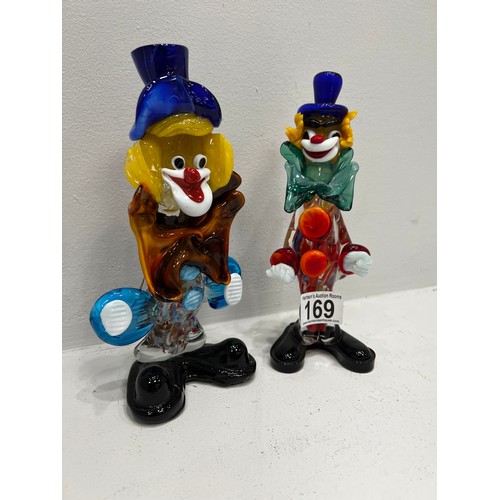 169 - 2 Murano glass clowns