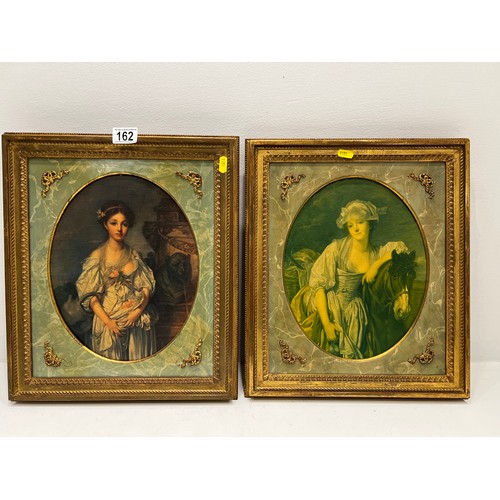 162 - Pair vintage oil on canvas pictures in gilt frames