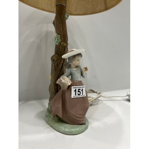 151 - NAO by lladro girl at tree lamp and shade