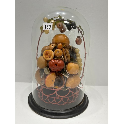 150 - Victorian glass dome fruit centre piece