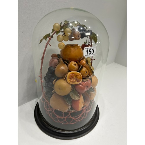 150 - Victorian glass dome fruit centre piece