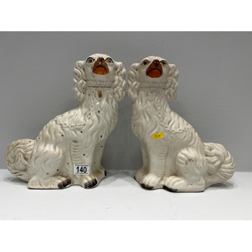 140 - Pair vintage Staffordshire dogs