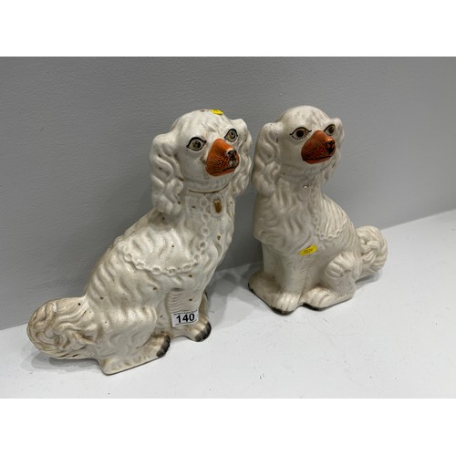 140 - Pair vintage Staffordshire dogs